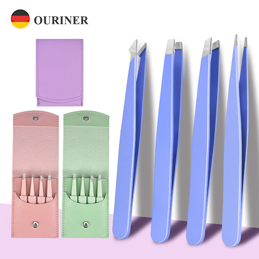 Hair Care Tools - 4Pcs Eyebrow Tweezers Hair Removal Stainless