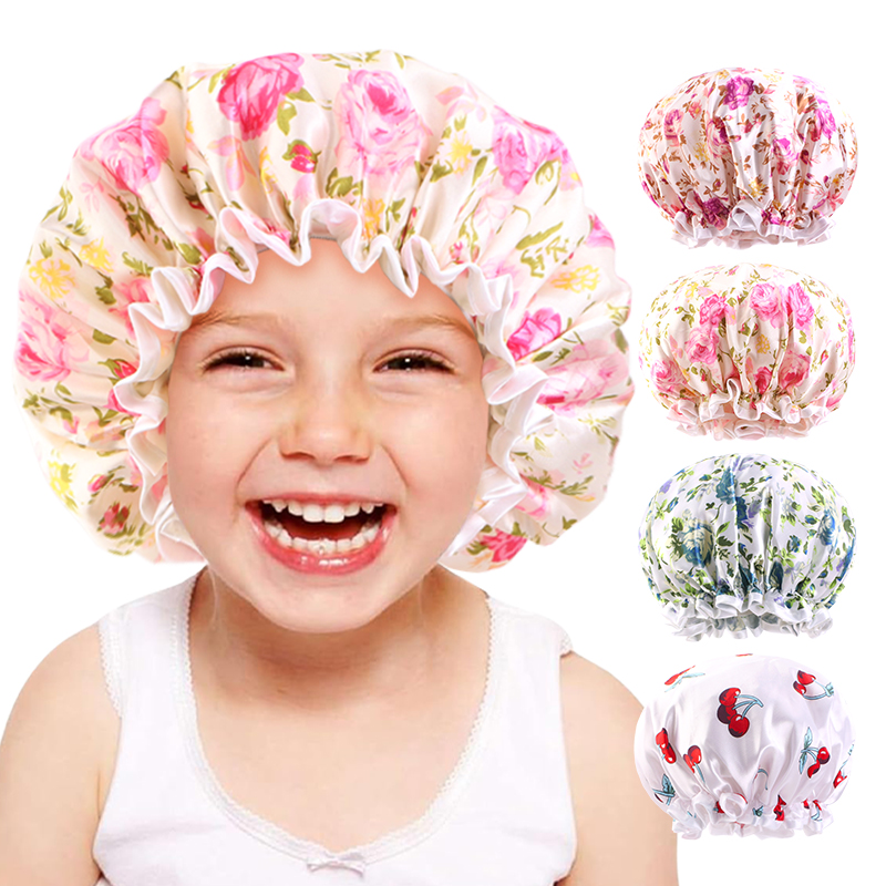 Hair Care For 5 Year Old Girl - Children's Adjustable Double Layer Shower Cap